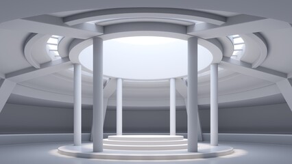 3d render of a corridor with columns