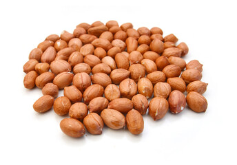 Composition from nuts on the white isolated background 