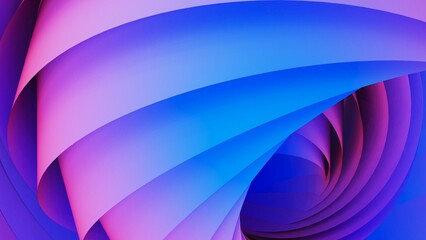 Blue-Purple Gradational Mathematical Geometric Cylinder under White Spot Lighting Background. Conceptual 3D CG of technological innovations, strategies and revolutions.