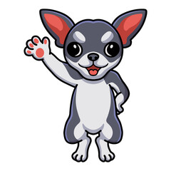 Cute chihuahua dog cartoon waving hand