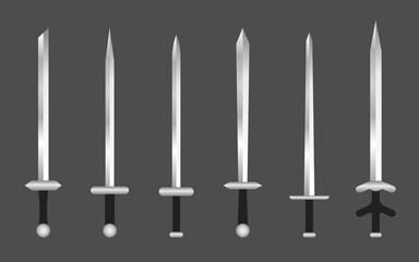 Sword knight metal medieval sharp realistic set. Weapon old steel. Longsword viking isolated antique. Blade sharp vintage ancient. King heraldic old emblem. War royal broadsword collection