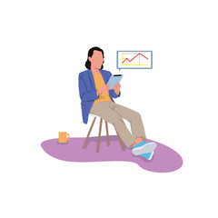 Obraz premium A Businessman analyzing market digital. A simple flat vector design for your illustration template needs