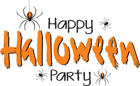 Happy Halloween party with spider and web for banner, poster, greeting card, party invitation. vector illustration.