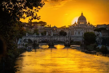 Fotobehang roma fiume tevere tramonto © Jacopo
