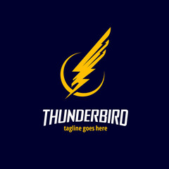 Thunderbird symbol a bird shape combined with lighning bolt shape. for military patch, esport, graphic tshirt, brand or any other purpose. - obrazy, fototapety, plakaty