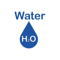 H2O water molecule icon consisting of oxygen and hydrogen. Flat. Vector illustration.
