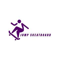 Fototapeta na wymiar A logo illustration design for a skateboard and sports shoe shop, this logo depicts a person who likes skateboarding with a moving hand.