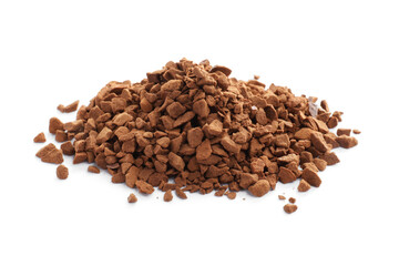 Heap of aromatic instant coffee isolated on white