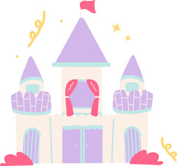 Fantasy Cute Castle Unicorn Illustration