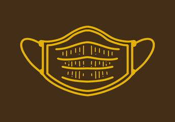 Line art drawing of a medical mask