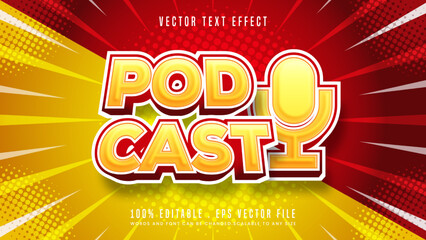 Podcast 3d editable text effect font style