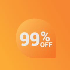 99% off Sale banner offer ad discount promotion vector banner. price discount offer. season sale promo sticker colorful background