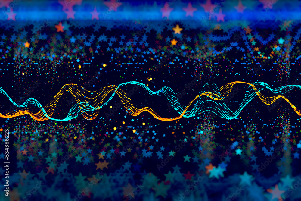 Poster data science abstract technological background in vibrant colors with blured waves. futuristic hi-te