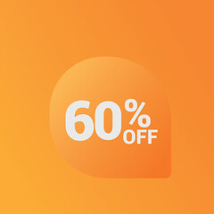 60% off Sale banner offer ad discount promotion vector banner. price discount offer. season sale promo sticker colorful background