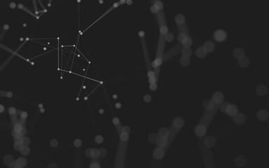 Abstract background. Molecules technology with polygonal shapes, connecting dots and lines. Connection structure. Big data visualization.