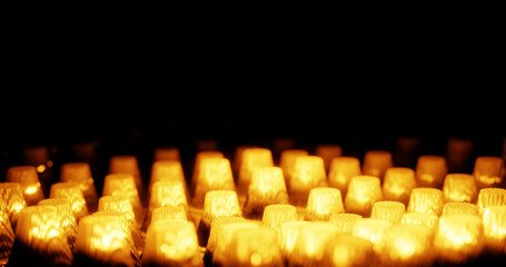 Render with abstract yellow glowing lamps, soft focus