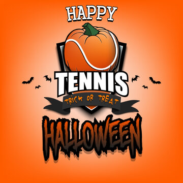 Happy Halloween. Tennis ball as pumpkin