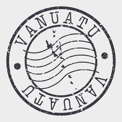 Vanuatu Silhouette Postal Passport. Stamp Round Vector Icon Map. Design Travel Postmark. 