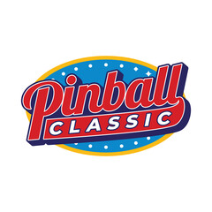 Pinball Game Arcade Vintage Retro Badge Emblem Hipster Logo Vector Icon Illustration. Pinball Classic with Star
