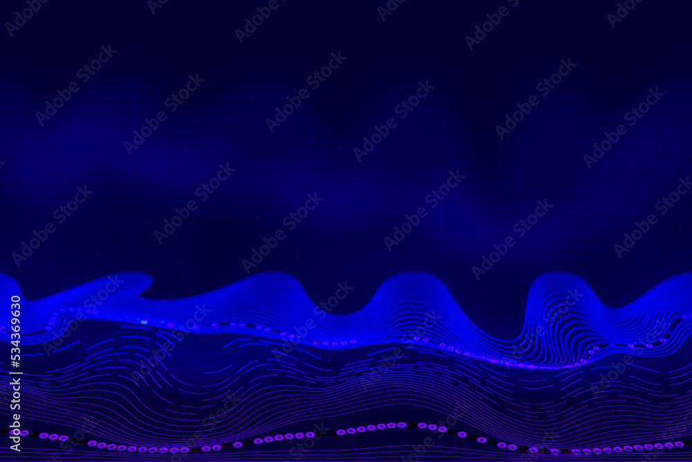 Poster data science abstract technological background in vibrant colors with blured waves. futuristic hi-te