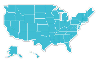 アメリカ合衆国の地図　50州分け　シンプル