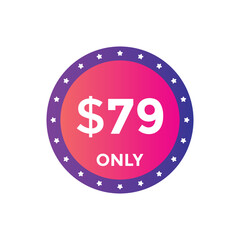 $79 USD Dollar Month sale promotion Banner. Special offer, 79 dollar month price tag, shop now button. Business or shopping promotion marketing concept

