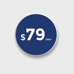 $79 USD Dollar Month sale promotion Banner. Special offer, 79 dollar month price tag, shop now button. Business or shopping promotion marketing concept
