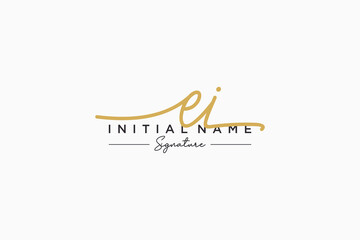 Initial EI signature logo template vector. Hand drawn Calligraphy lettering Vector illustration.