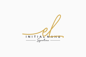 Initial EL signature logo template vector. Hand drawn Calligraphy lettering Vector illustration. - obrazy, fototapety, plakaty