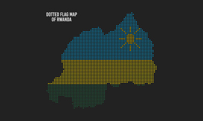 Rwanda Flag Map, Abstract Dotted Vector Illustration