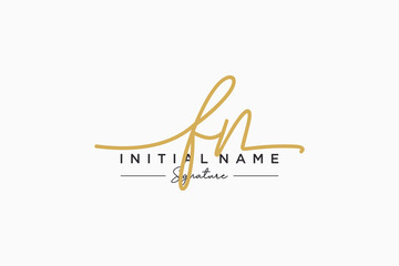 Initial FN signature logo template vector. Hand drawn Calligraphy lettering Vector illustration.