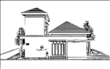 house design sketch, home interior and exterior designs sketch no background and PNG format