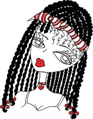 Black and white beauty hair mandala pattern design vector drawing