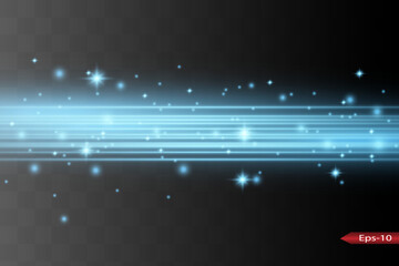 Abstract blue laser beam. Transparent isolated on black background. Vector illustration.the lighting effect.floodlight directional