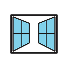 Opened window icon design. Open window, Airing the room. vector illustration