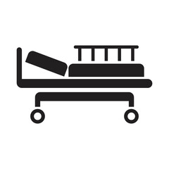 Hospital bed icon design. medical bed, Intensive care unit icon. Resuscitation, rehabilitation, hospital ward. Medicine concept. Vector illustration 