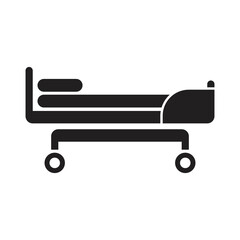 Hospital bed icon design. medical bed, Intensive care unit icon. Resuscitation, rehabilitation, hospital ward. Medicine concept. Vector illustration 