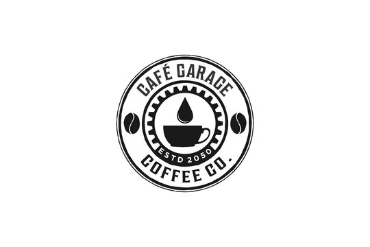 Cafe garage logo design canteen coffee bean bug smoke icon symbol rounded shape