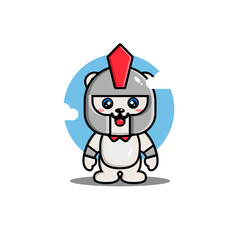 Cute polar gladiator cartoon vector illustration