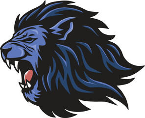 Roaring Lion Head Logo Design Sports Mascot 