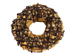Chocolate donut isolated on white background