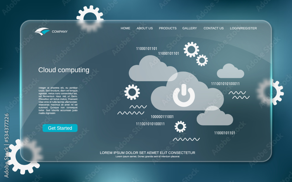 Poster cloud computing, network, data processing vector concept illustration