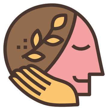 peaceful face with hand and plant clip art preview