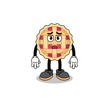 apple pie cartoon illustration with sad face