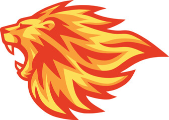 Naklejka premium Lion Head Flame Heat Fire Burning Esports Sport Beast Mascot Logo Design Template