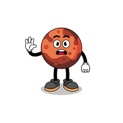 mars planet cartoon illustration doing stop hand