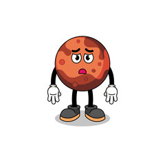 mars planet cartoon illustration with sad face © Ummu