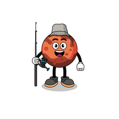 Mascot Illustration of mars planet fisherman