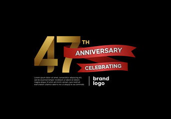 47 years anniversary logo with gold and red emblem on black background