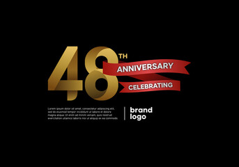48 years anniversary logo with gold and red emblem on black background